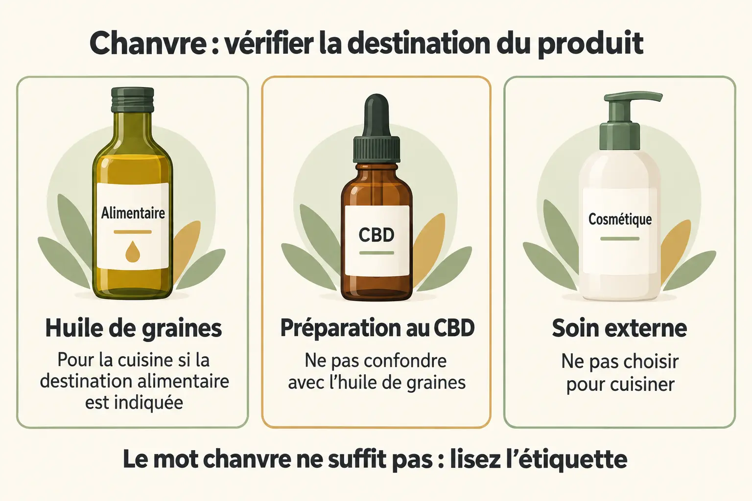 infographie pédagogique — huile de chanvre alimentaire