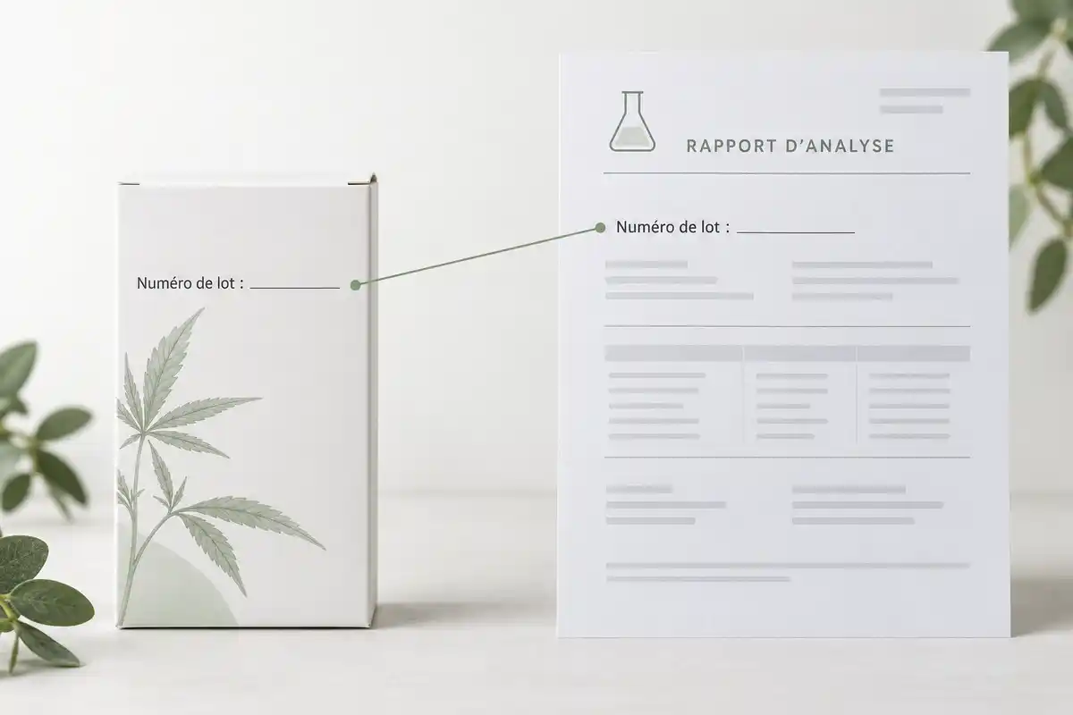 Le numéro de lot sur l’emballage permet de rechercher le rapport d’analyse correspondant, sans garantir sa disponibilité ni un effet sur le sommeil.