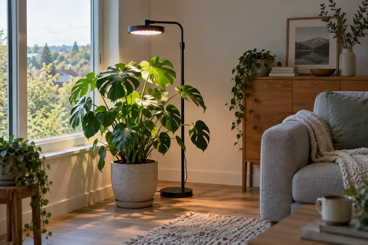 La hauteur de la lampe se choisit selon son modèle et se vérifie en observant la zone qu’elle éclaire sur le feuillage.